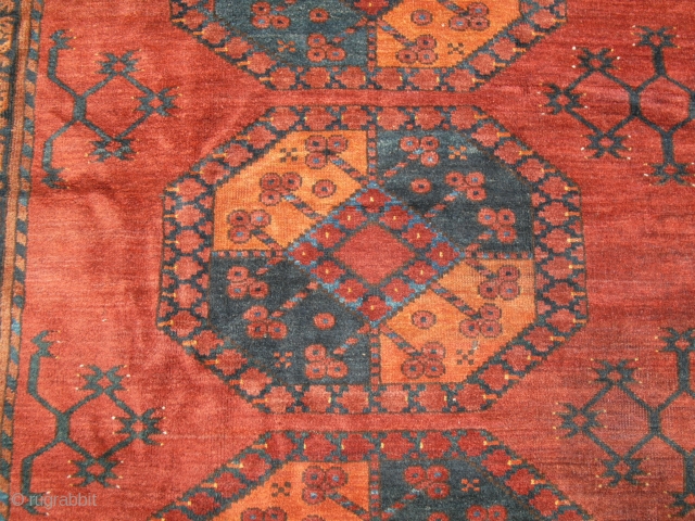 Ersari Main Carpet 1900, lovely colours, good condition with good pile. Size is 366 x 301 cm or 12 x 9.11 ft           