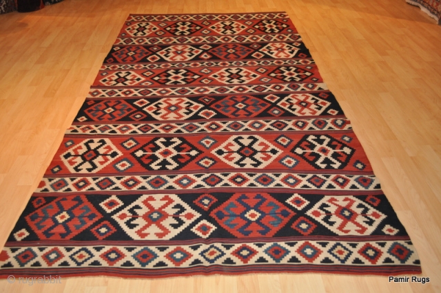 Presenting a beautiful 19th century Shirvan Kilim. this rug measures about 5'8" x 8'1". This rug is washed and small holes been repaired. Over all this rug is in great condition no  ...