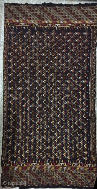 Vintage black rare phulkari from east Punjab India from Badal village of Punjab state India . The phulkari is in very good condition.          