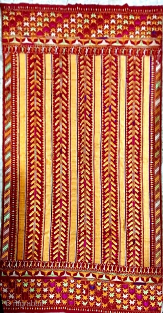 Vintage phulkari from east Punjab from Mansa district of Punjab state India in very good condition with rare design.              