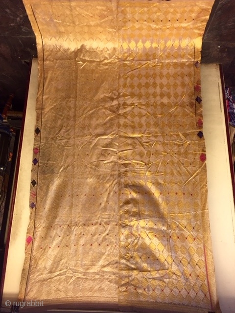 Rare Phulkari Bagh from west Punjab (Pakistan)India in one off white colour in fair condition used during the marriage occasion in India           