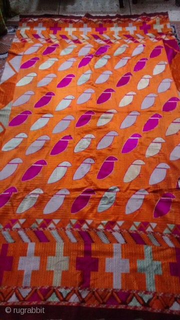 Very rare tota(parrot)Phulkari  Bagh from east punjab india in very good and mint condition.                  