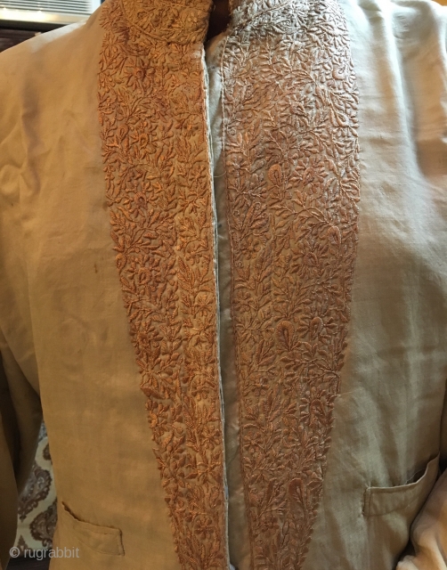 Rare fine Parsi choga used by the Parsi community for various ceremonies 1900.C the size of the coat is size 40            