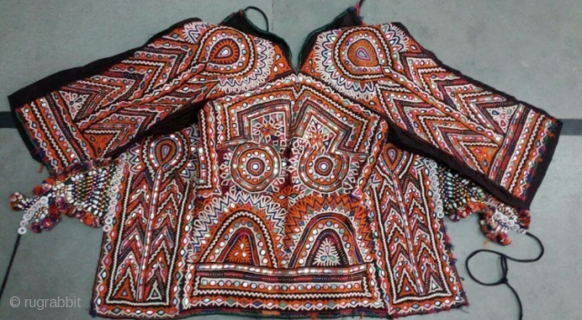 Kutchi hand embroidered blouse top with Dheberia Rabari embroidery work with the finest needle work example  from Kutch region Gujrat India.           