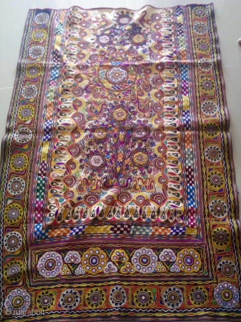 Kutchi Rabari wall hanging from Kutch region Gujarat hand embroidered with very fine work it is one peice embroidered and no patch work the hanging is in great condition.    