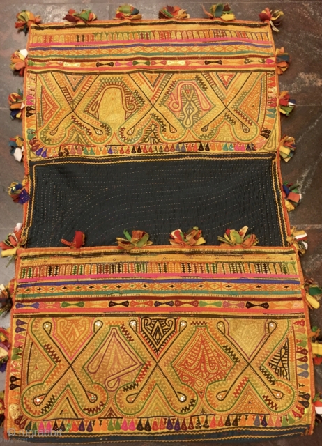 Old kutchi debaria work (takia) (ushango) pillow cover from bhujodi village Kutch Gujarat used by the kutchi Rabari people . The size of the pillow is 140 cm x 64cms.   
