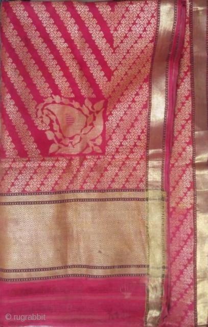 Vintage real Zari Pitambari sari in pink colour from Varanasi Uttar Pradesh made for the royal family’s in India.the sari is in mint condition.         