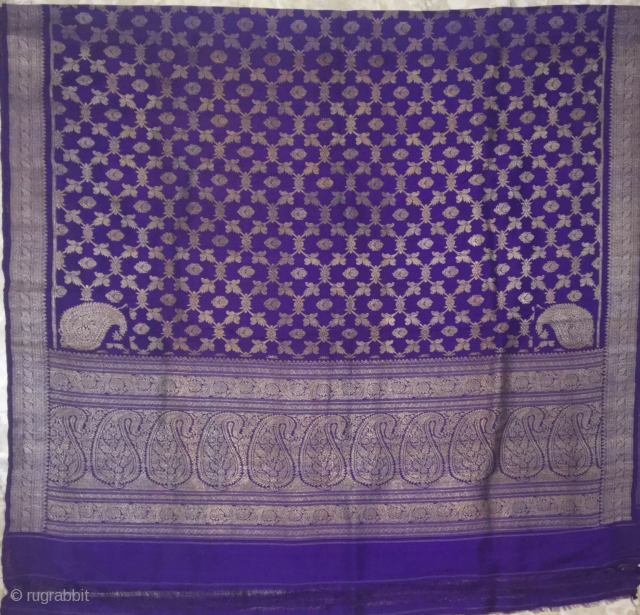 Old vintage real Zari Pitambari sari made in Benaras city of Uttar Pradesh India for the royal families of india             