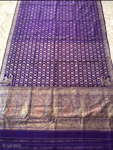 Vintage butti jongla (design name)pitambari sari from Varanasi Uttar Pradesh India c . 1900 made of  real zari( silver treads )for the royal family’s.the size of the sari is 110cms x  ...