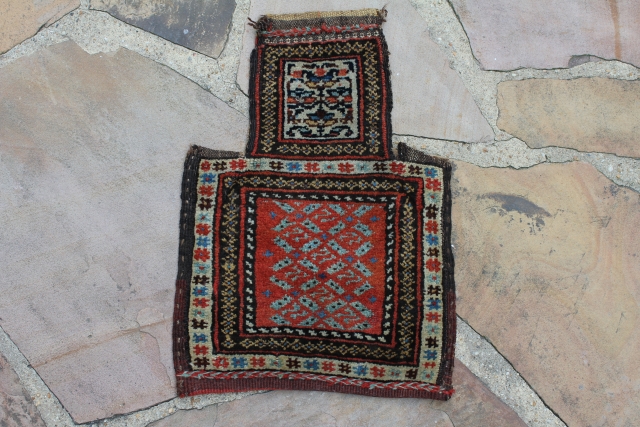 This is a late 19th century Afshar Salt Bag that measures 1.2 x 1.8 feet. It was an all-wool foundation and is made using 100% natural vegetable dyes.  A salt bag  ...