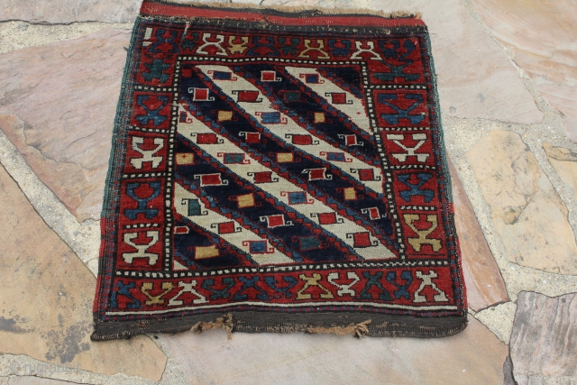 This is a great piled Shasavan Bagface with a well known design found in Caucasian textiles. This bag was most likely woven by the shahsavan nomads in the Ganjeh district and the  ...