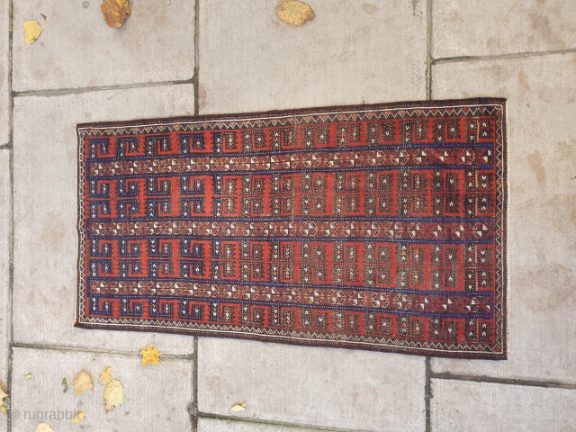 A unique baluch mat rug, size 24x46 inch. 

Please email at pbeheshti@live.com because i have been told inquiries were sent but i never received any emails.       