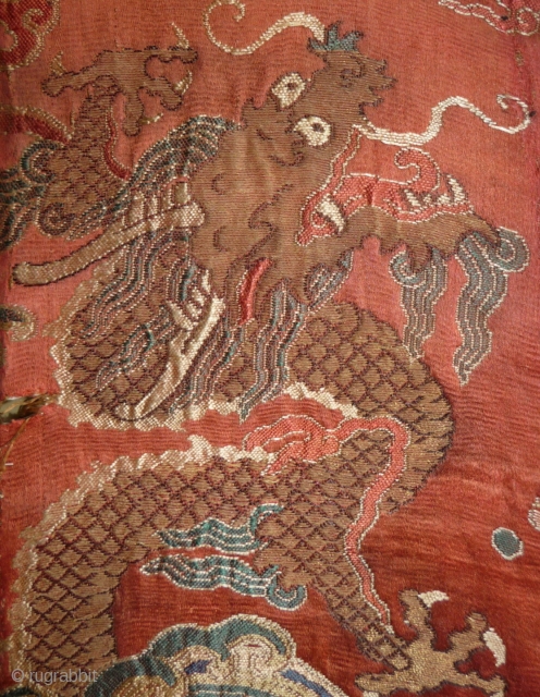 fragment of a chinese silk brocade, china 18th century.                        