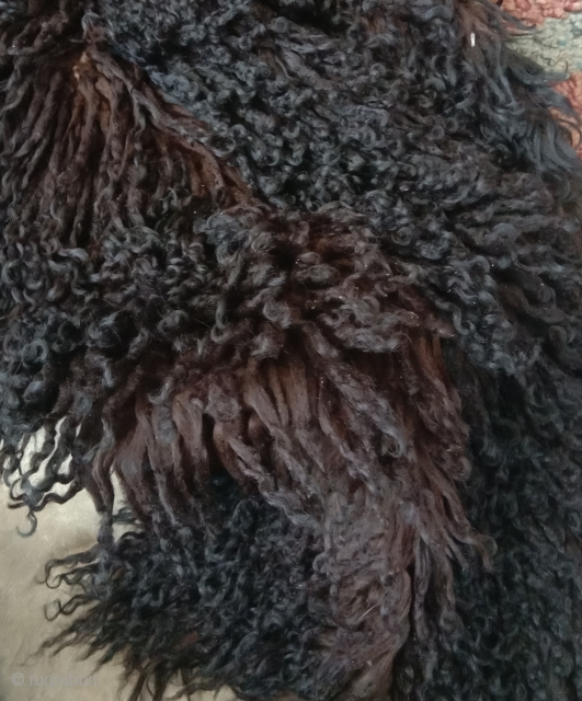 fantastic longhair sheep skin from northwest china alashan desert area. beautifull braun black fine wool. it dates from not later than beginning 20th century, as the material and making  is similar  ...