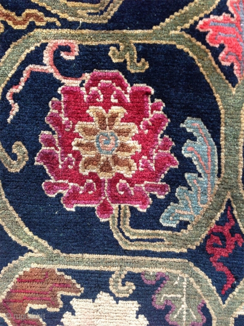 very nice early 20th century tibetan cushion cover. had been  once mounted  with cloth frame to be used as a saddle top.         