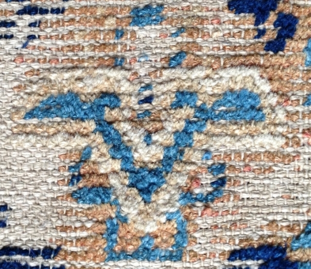 a fantastic small ningxia rug from the first half of the 18th century. beautiful presence of the early light blue in the middle field. the design element, shown as main image, just  ...