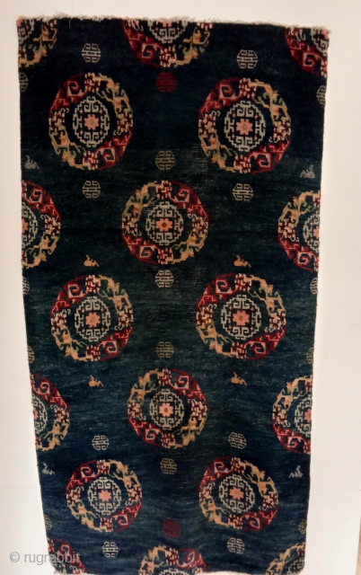 very beautiful late 19th century big sized tibetan khaden with wonderful indigo back ground...                   