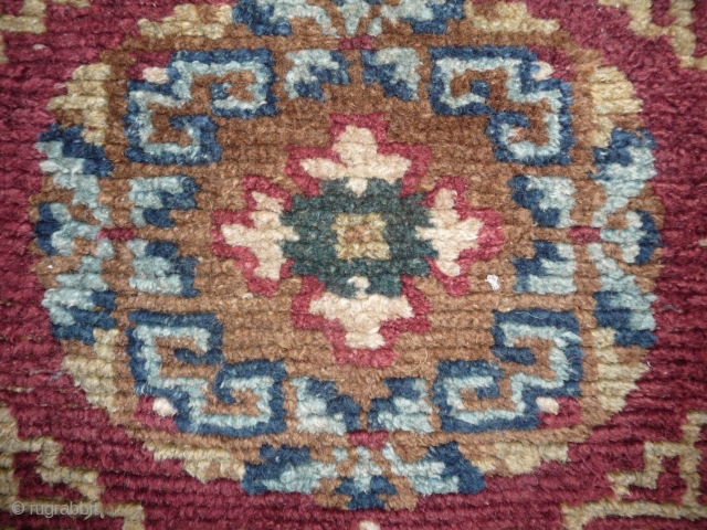 3 nice tibetan squares with good colors and condition, around 1880, 4 rows of knots rewoven at one end (see pics).            