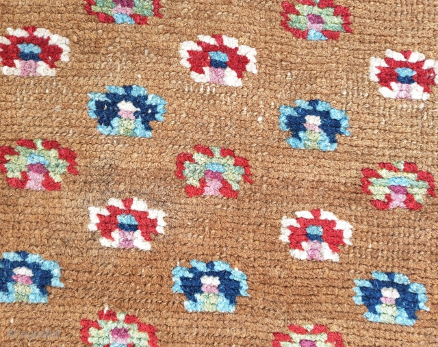 very beautiful 19th century tibetan khaden with saturated natural colors and top wool. no restorations, some spots of low pile to the background.          