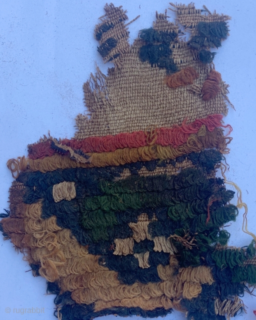 coptic piled hanging fragment with very well preserved colors, ca 5-6th c.  tiny fragment great charisma!  and great price..            