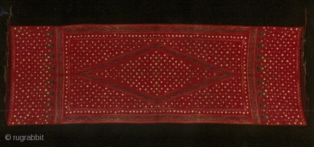 Indonesian textiles 
Indonesia 006 - (214cm x70cm, 80in x 28in ) pelangi, shoulder cloth and shawl Malay people, Palembang region, south Sumatra, silk, natural dyes tie dyeing, painting, stitch resist dyeing. Price  ...