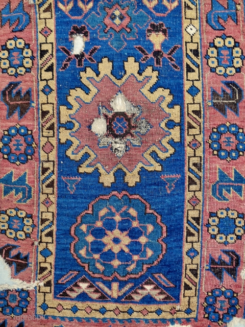 Early Caucasian Avar rug. (Detail)  c. 1800. Mounted. Please email me: patrickpouler@gmail.com                    