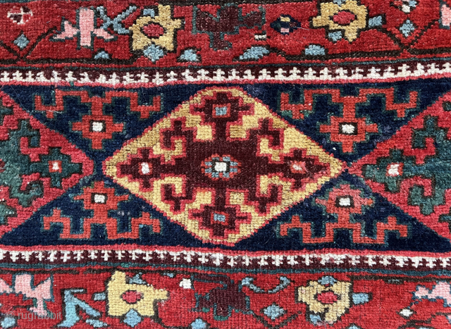 Persian Kurdish Sauj Bulagh pile mafrash panel. 46" × 19". Excellent condition. Circa 1850-70. A rare Example. Please email: patrickpouler@gmail.com             