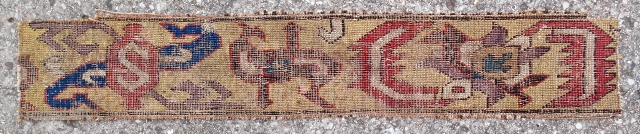 Classical Caucasian Dragon rug border fragment. 17th C.(7.5" x 42"). Please email: patrickpouler@gmail.com.                    