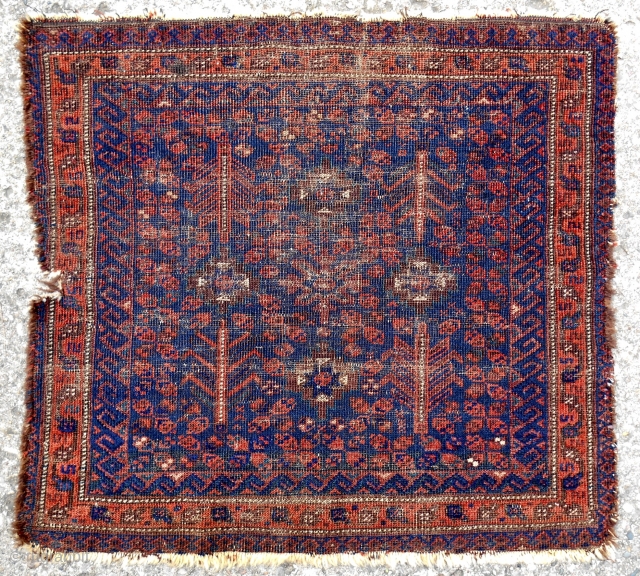 Rare, fine, thin, colorful and beautiful Timuri Baluch bagface. Circa 1870.                      