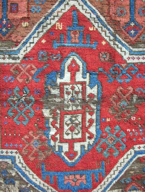 18th c. East Anantolian Kurdish rug fragment. (Detail). Wicked color. Best of type? Perhaps.                   