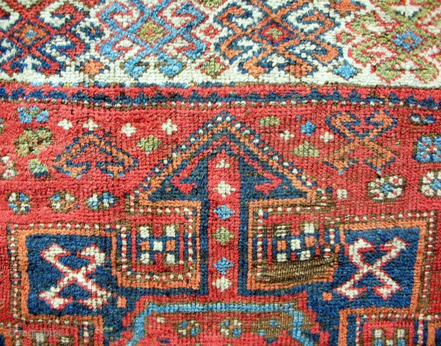 Circa 1800 East Anatolian Kurdish rug fragment. Conserved and mounted on linen. Good pile!                   