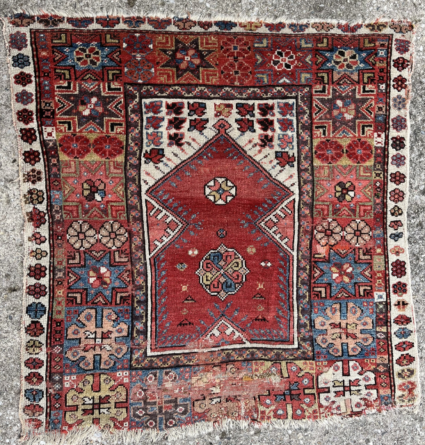Melas small square prayer rug. 40x43". Very fine. 18th c. Please email: patrickpouler@gmail.com                    