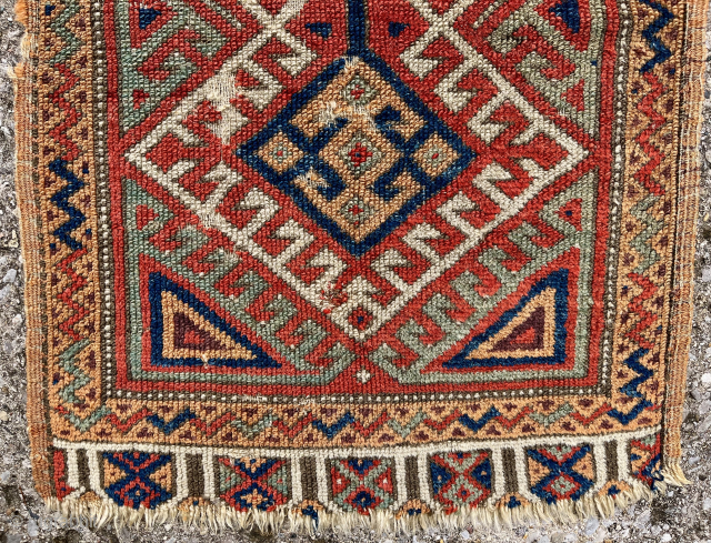 Central Anatolian Yastik. 22"x 33". 3rd quarter 19th c. All original including selvedges. Very refined drawing. A masterpiece. Lovely old handle. Email: patrickpouler@gmail.com          