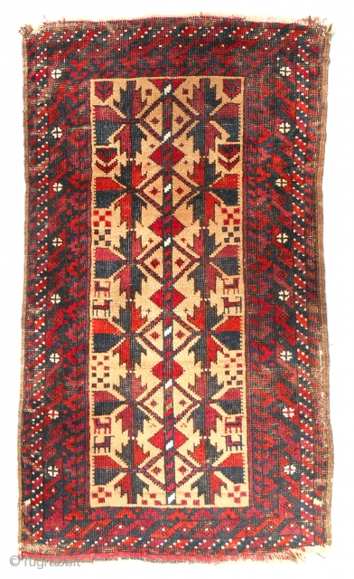 Real camel-field Baluch balischt with animals & silk > late 19th C.                     