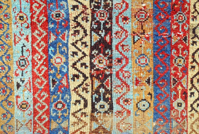 Rare striped Konya Cappadocia rug (4x6ft). Early 19th.                         