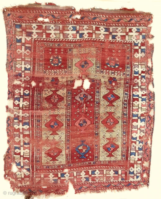 18th c. West Anatolian prayer rug (4x5ft). Very rare type. Only seen one other in Vakiflar museum. Excellent wool quailty and color. Please email me at patrickpouler@gmail.com      