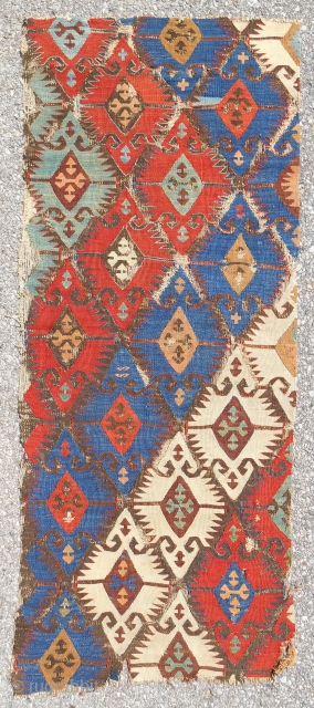 Circa 1800 fine Central Anatolian kilim panel fragment. Sublime color. Please email: patrickpouler@gmail.com                    