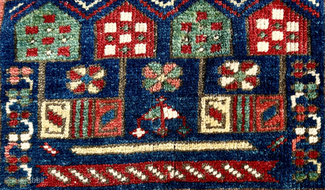 Very rare Anatolian Bergama bagface. Circa 1850-70. 17" x 16". Good condition. Email: patrickpouler@gmail.com