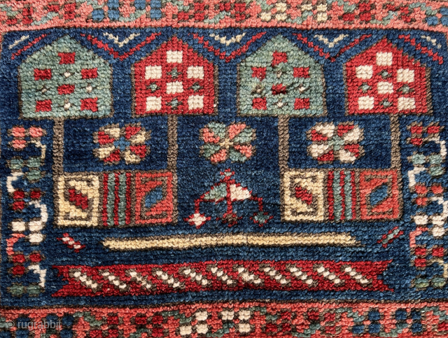 Very rare Anatolian Bergama bagface. Circa 1850-70. 17" x 16". Good condition. Email: patrickpouler@gmail.com