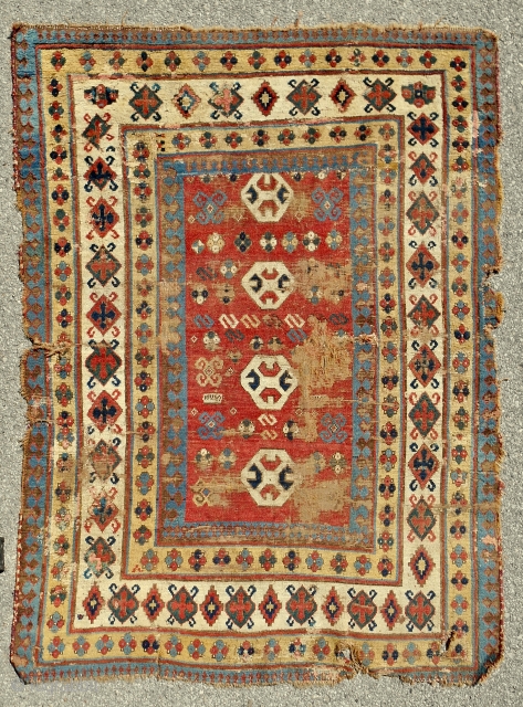 Ancient Caucasian Kazak rug.                             