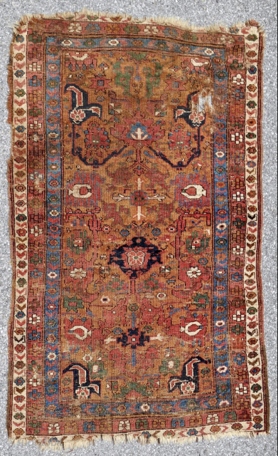 Early 19th c. Kurdish Saugbulagh rug. 4x6ft. Same group type and era as the larger 5x8ft one that just sold at Skinner (Dixon) for about $1200 (see 2nd pic). Mine is priced  ...
