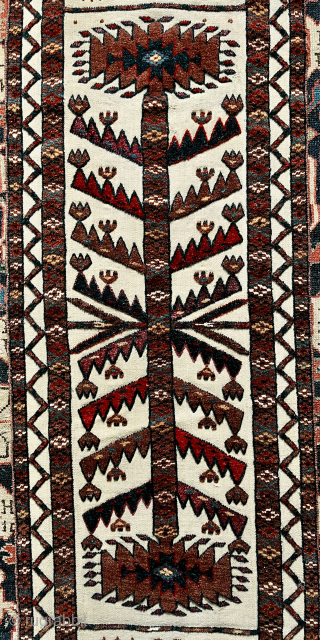 An antique Yomut tent band fragment. Mid 19th c. Or older. 16" wide x 9ft. Extremely fine weave. Excellent condition. Email: patrickpouler@gmail.com