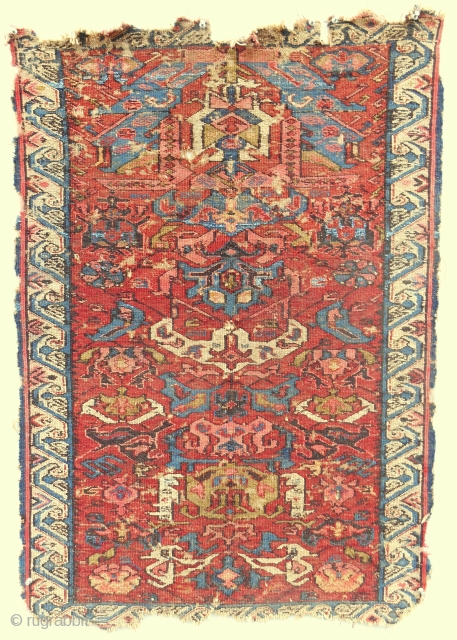 Small Caucasian Kuba Dragon sumak prayer rug. Circa 1870. Cool.                       