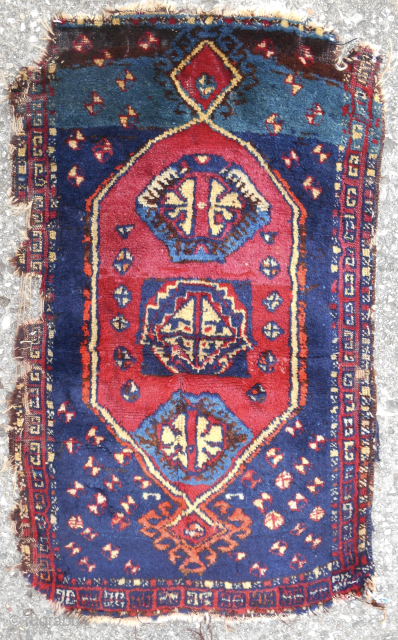 Great 19th c. East Anatolian Kurdish yastik. Full pile. Super color and wool!! Please email: patrickpouler@gmail.com                 