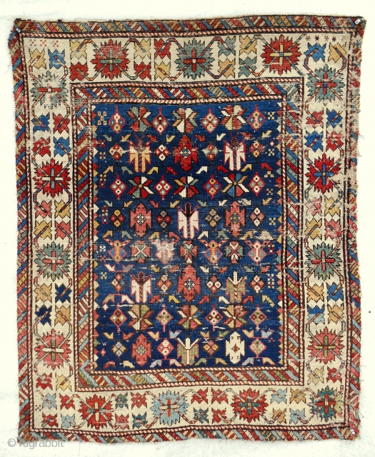 Small, (39”x 48”) classic Chichi Caucasian Kuba rug with early drawing and sparkling color. Circa 1850-70.                 