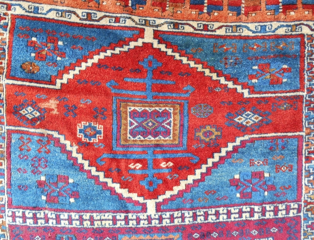 Very fine East Anatolian Kurdish rug with nearly full, silky pile. Stunning color. Good age- circa 1870.                