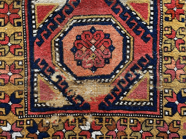 Small complete 18th c. Konya Cappadocia rug. 35"x 61". (Detail). Rare design. Please email: patrickpouler@gmail.com