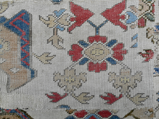 Authentic circa 1500-50 Bird Ushak "assembled" rug fragment. 26" x 15". Mounted. All one needs, actually. All the DNA is there.  Email: patrickpouler@gmail.com         