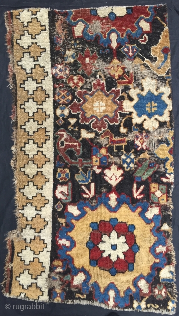 18th c. Northwest Persian carpet fragment with Afshan design. Good pile. Mounted.                     