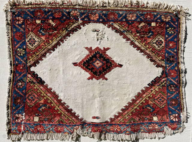 Very rare Persian Malayar bagface recently sourced in Persia. White cotton diamond. Mid 19th c. Never seen another. Please email: patrickpouler@gmail.com            